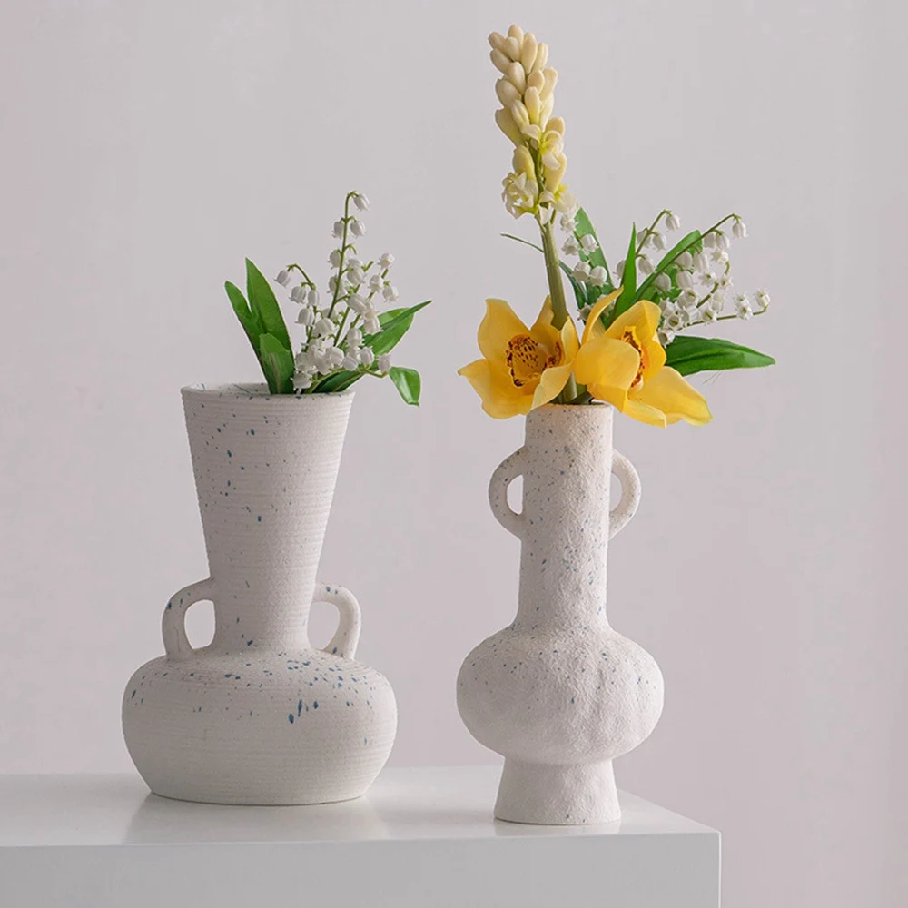 

ins Nordic white creative ceramic decoration dry flower vase Fresh flowers Simple living room flower arrangement decoration