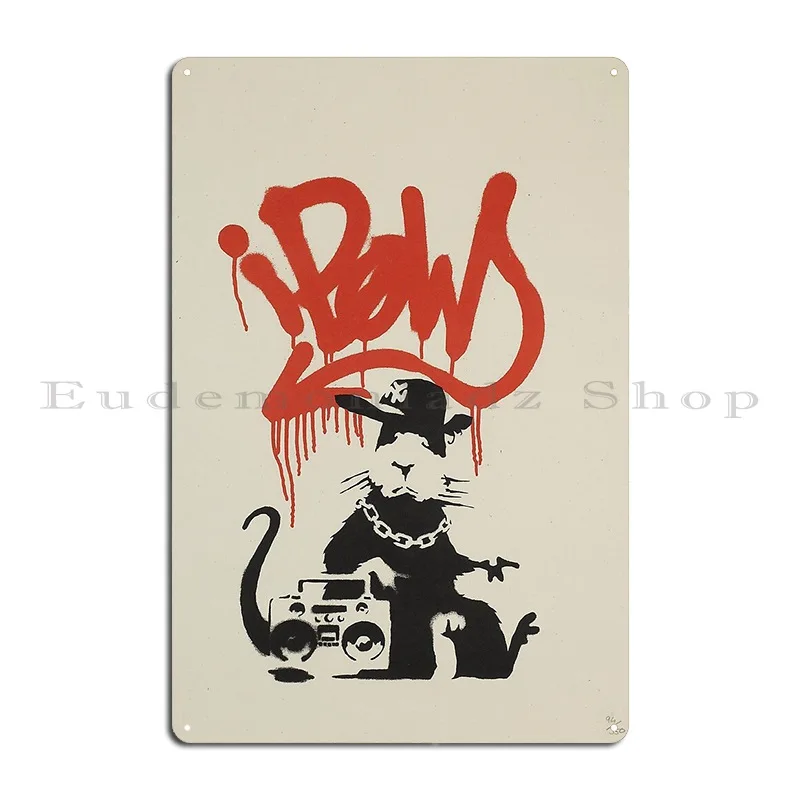 Banksy Gangsta Rat 2004 Metal Signs Wall Pub Mural Painting Club Printed Tin Sign Poster