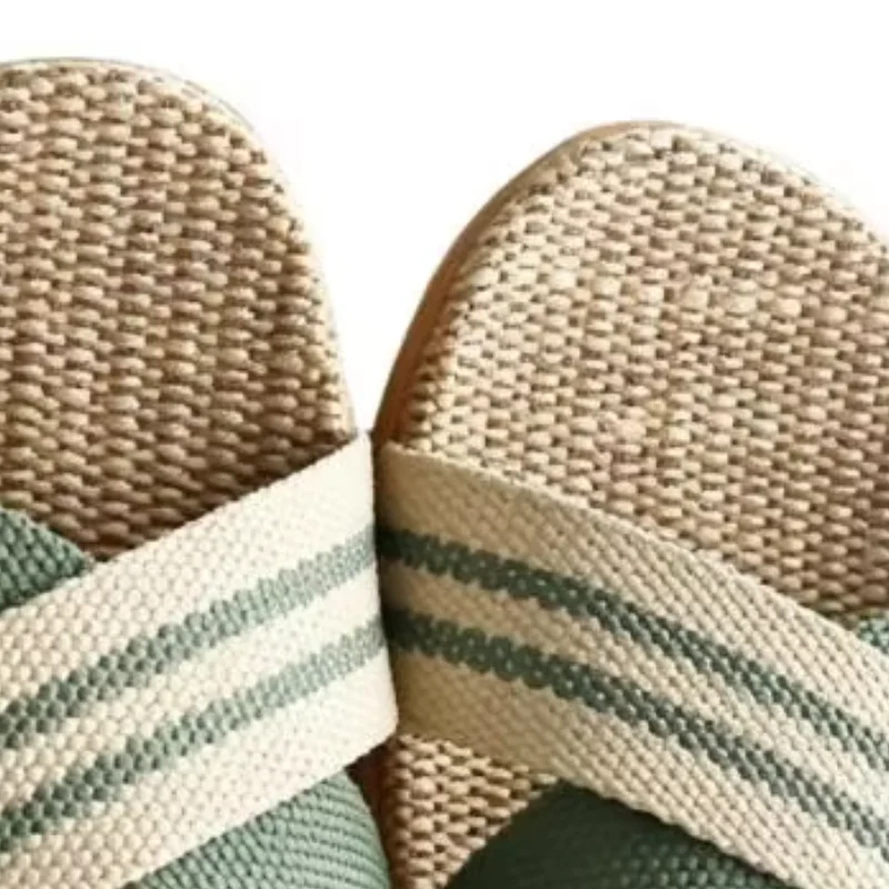 Unisex Breathable Linen Indoor Slippers Lightweight Anti-Slip Summer House Shoes for Living Room Bedroom