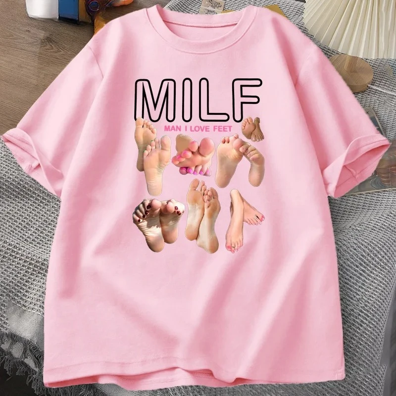 مضحك MILF رجل أنا أحب أقدام تي شيرت مطبوع الجرافيك تي شيرت عالية الجودة الرجال والنساء قصيرة الأكمام تي شيرت الرجال ملابس رياضية