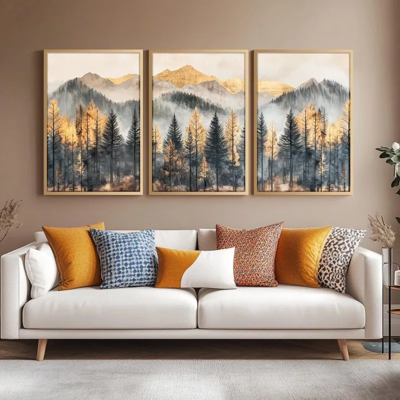Vintage Triptych Art Set, 3 Piece Nature Wall Decor, Nature Art,  Frameless Canvas Artpiece, Canvas Art for Office and Hallways