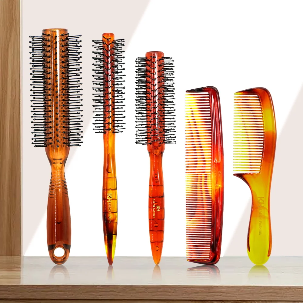 

Профессиональная круглая щетка для волос — мягкая щетина, антистатический, массажер для кожи головы — расческа для салона и дома (пластиковая ручка)