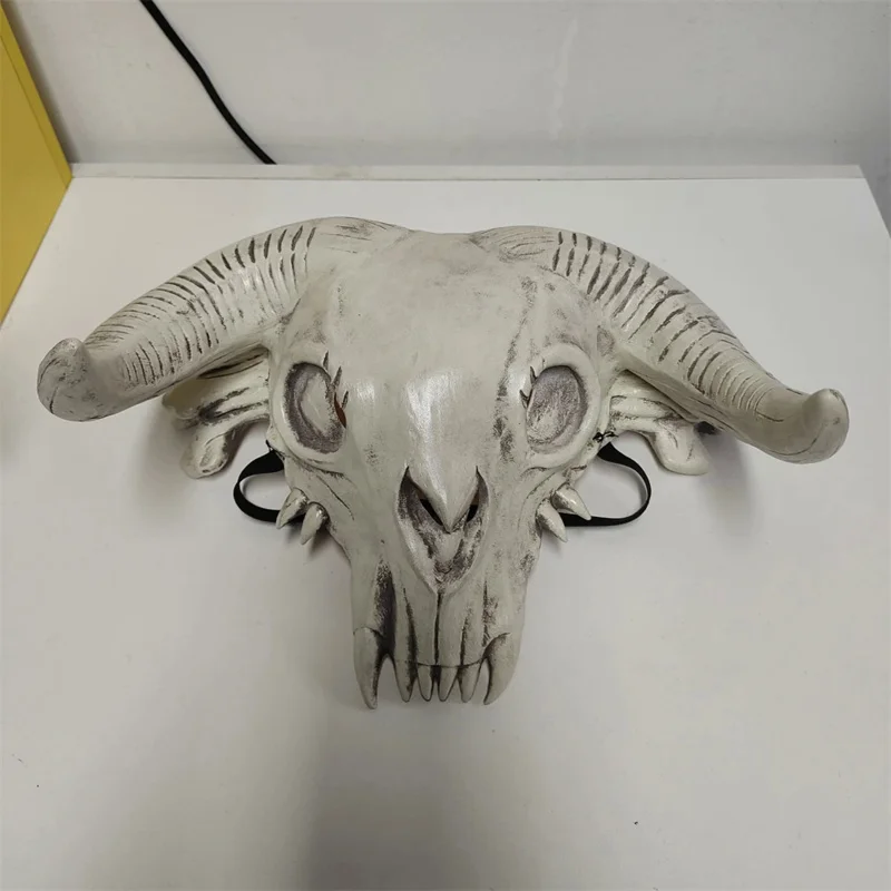 Cow Head Skull Mask Scary Animal Horn Mask Horror Halloween Masquerade Carnival Cosplay Party Costume Prop