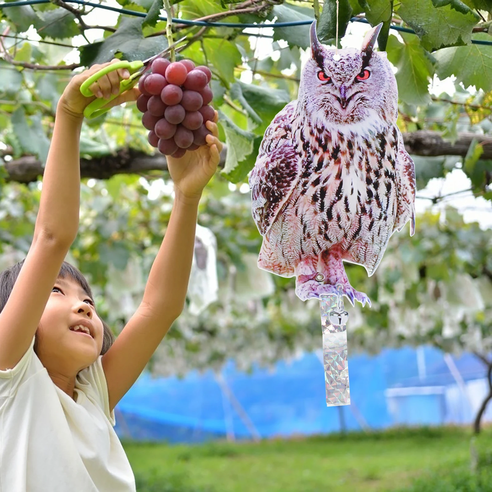 

3pcs Reflective Fake Owl Bird Scare Devices Double Sided Hanging Decor Weatherproof PP Alloy Garden Home Balcony Bird for Fruit