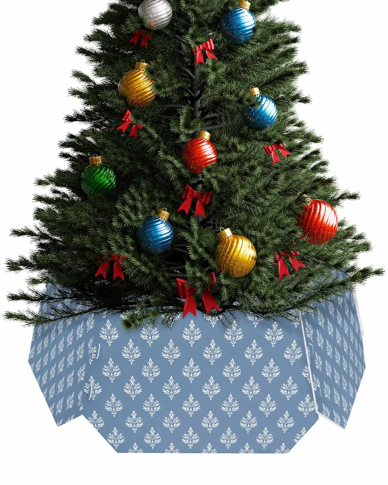 Abstract Flowers Seamlessly Christmas Tree Creative Printed stereoscopic Tree Bottom Decoration Festival Party Tree Skirt