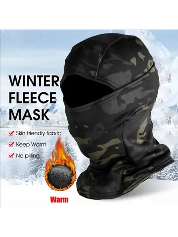 Cagoule camouflage polaire d'hiver |   Masque complet pour ski/cyclisme/moto |   Équipement extérieur chaud et résistant au froid |   Doublure de casque