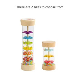 Cute rain sound tube toy, wooden Orff instrument rainbow hourglass rain sound tube, puzzle early education music toy