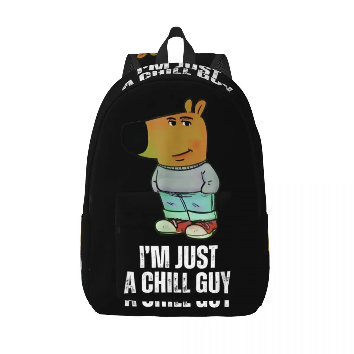 I'm Just A Chill Guy Funny Meme Casual Backpack Gift Student Work Cute Human Dog Daypack for Men Women College Canvas Bags