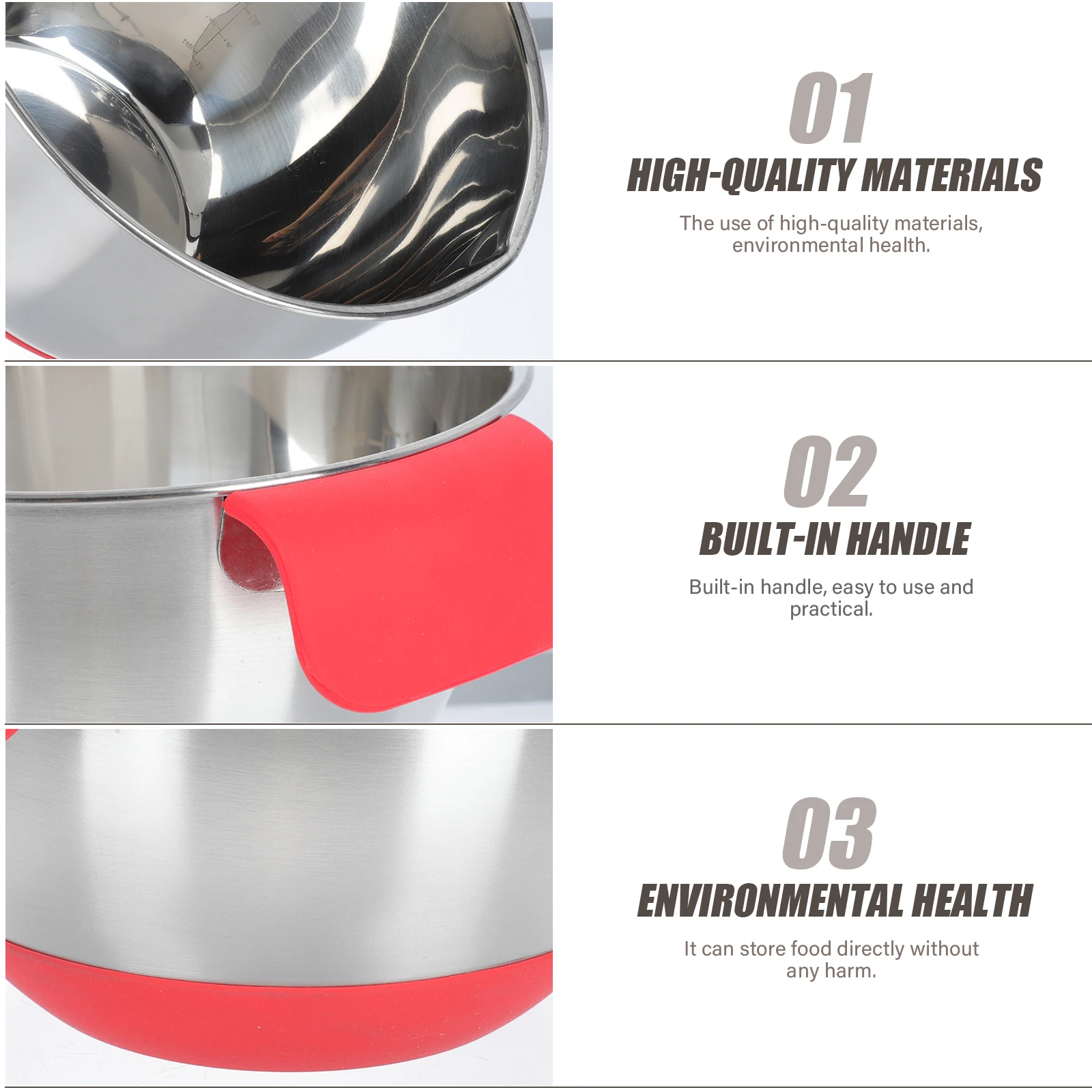 

1pc Stainless Steel Salad Bowl With Scale Egg Mixing Basin Anti-Skid Food Storage Container For Rice Noodles Kitchen Use