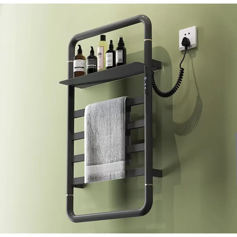Modern Electric Heated Towel Rack Digital Display Smart WiFi Wall-Mounted for Apartment Hotel Use Aluminum Alloy Stainless Steel