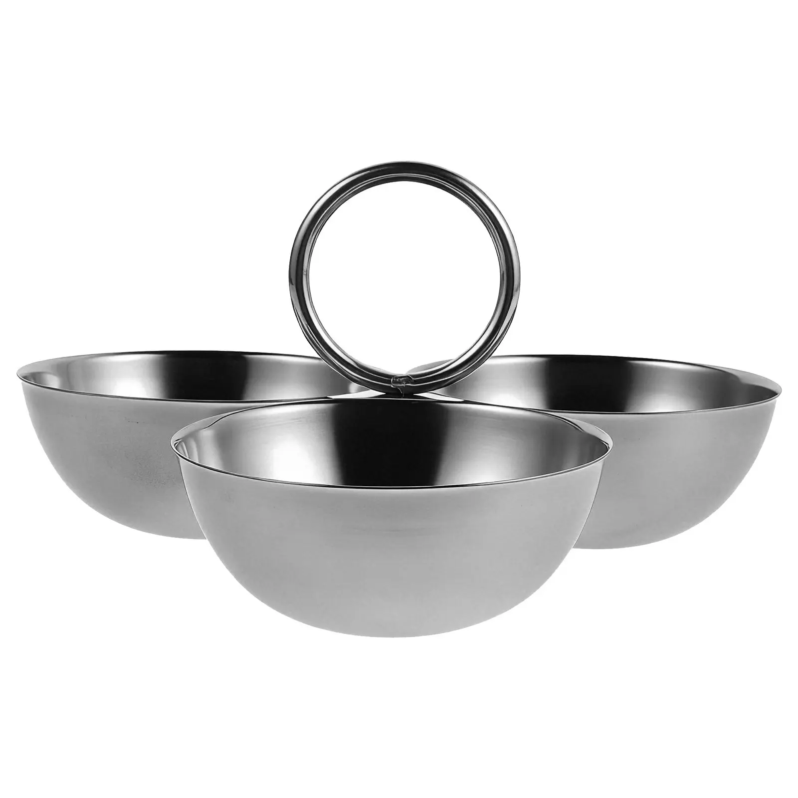 Cluster Serving Bowl 3-in-1 Stainless Steel Snack Plate Connected Dessert Tray for Home Kitchen Party Restaurant Fruit Nuts