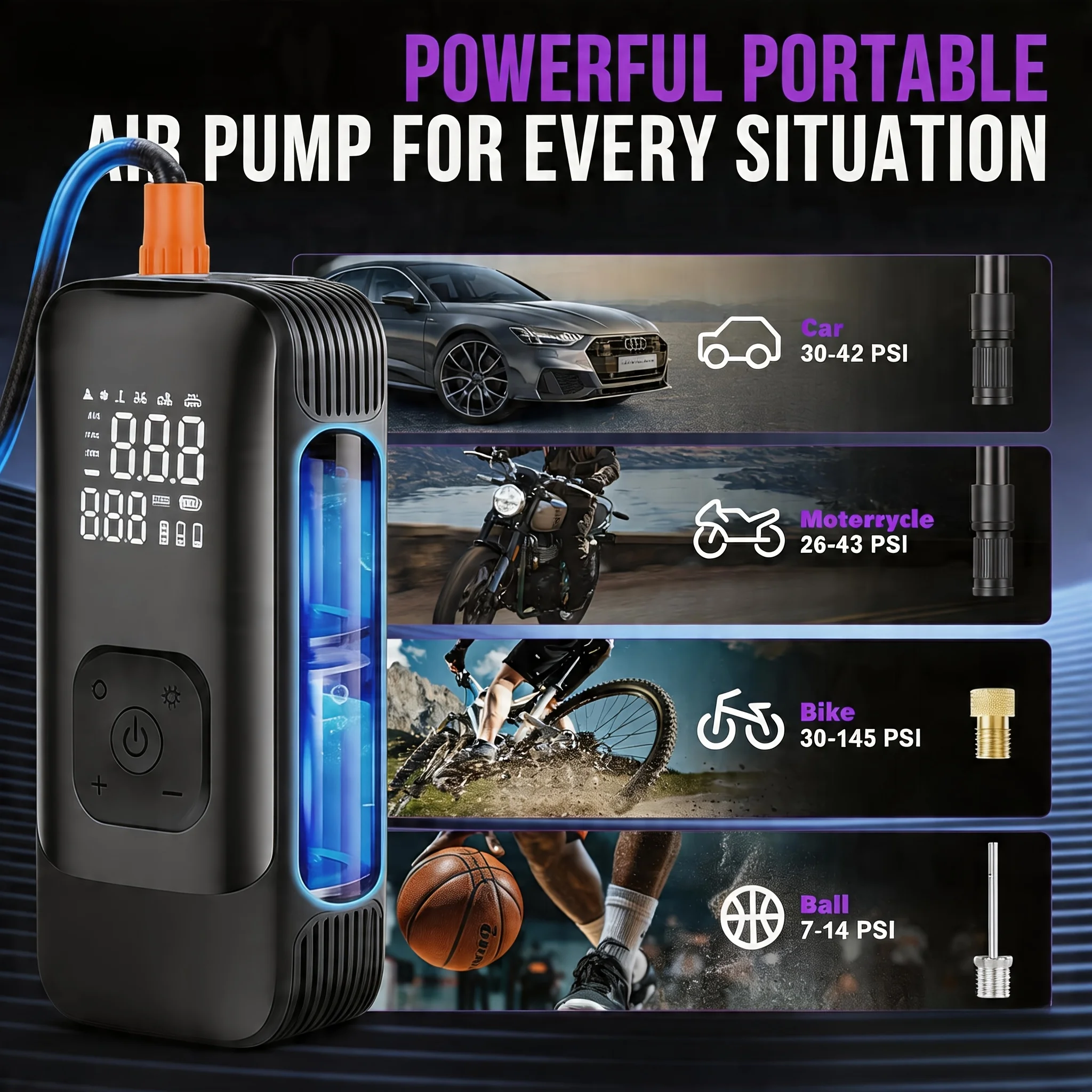Portable tire inflation pump 150PSI 3x inflation rate wireless tire inflation | cordless inflation pump