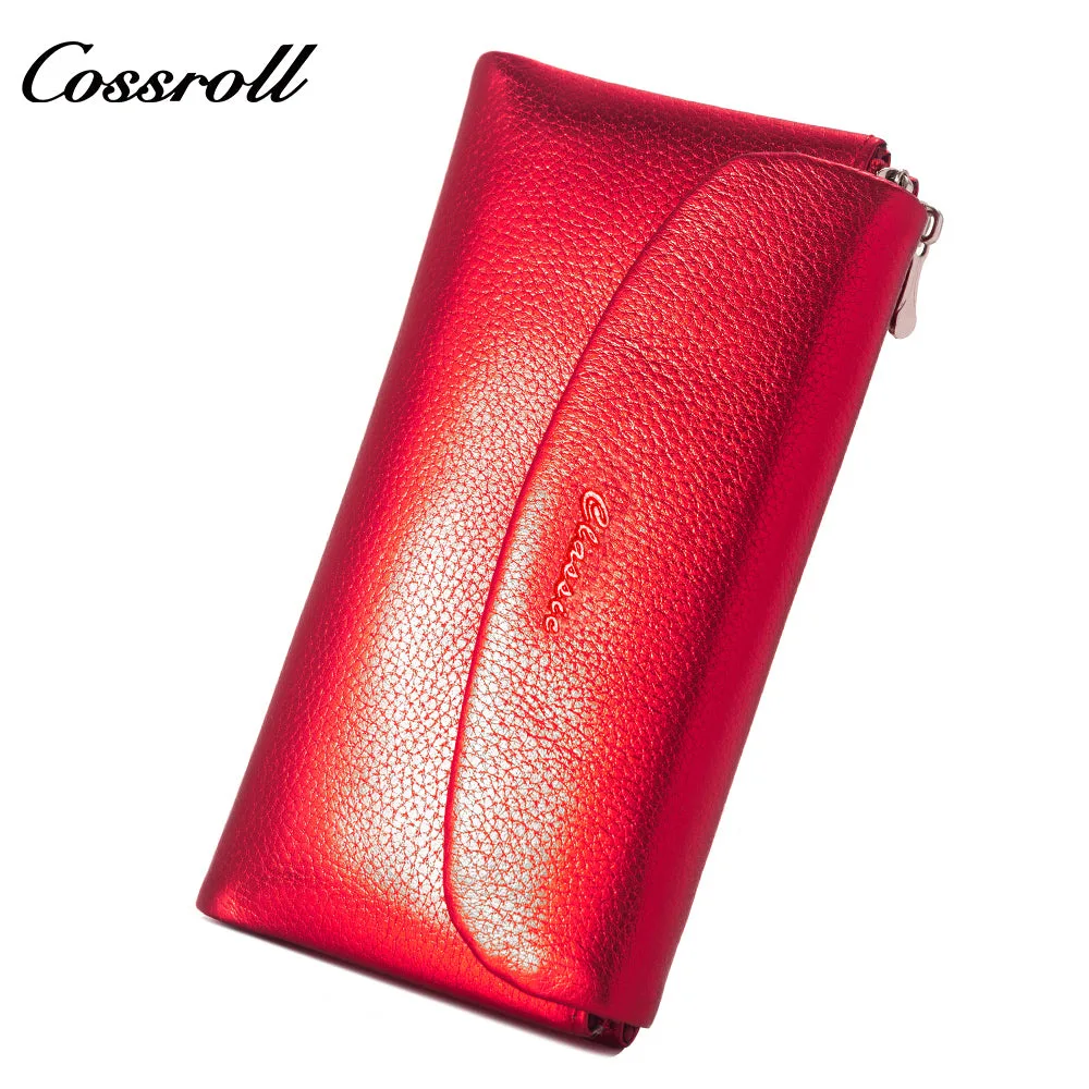 Women's long classic explosive spot multi-color bright leather material first layer cowhide