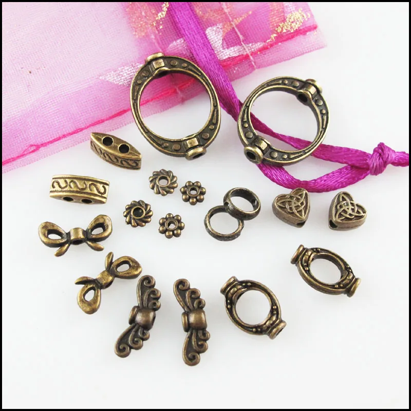 Fashion New Daisy Oval Frame Butterfly Bow Heart Charms Spacer Bar Beads Antiqued Bronze Plated