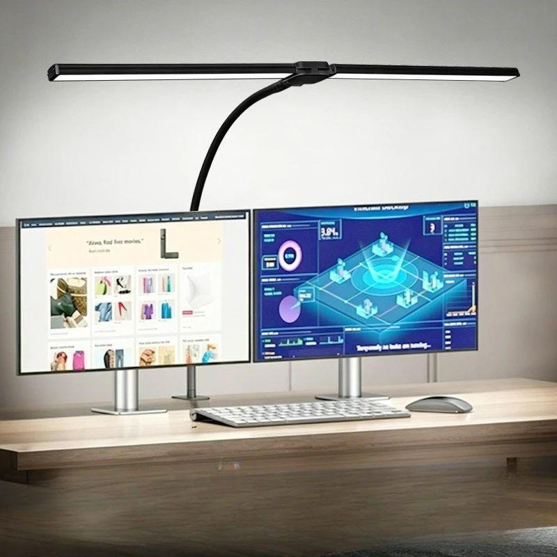 Eye-care LED Clip Metal Desk Lamp 3 Colors Adjustable 10 Brightness Levels Flexible Rotating Lamp Head for Home Reading PC Game