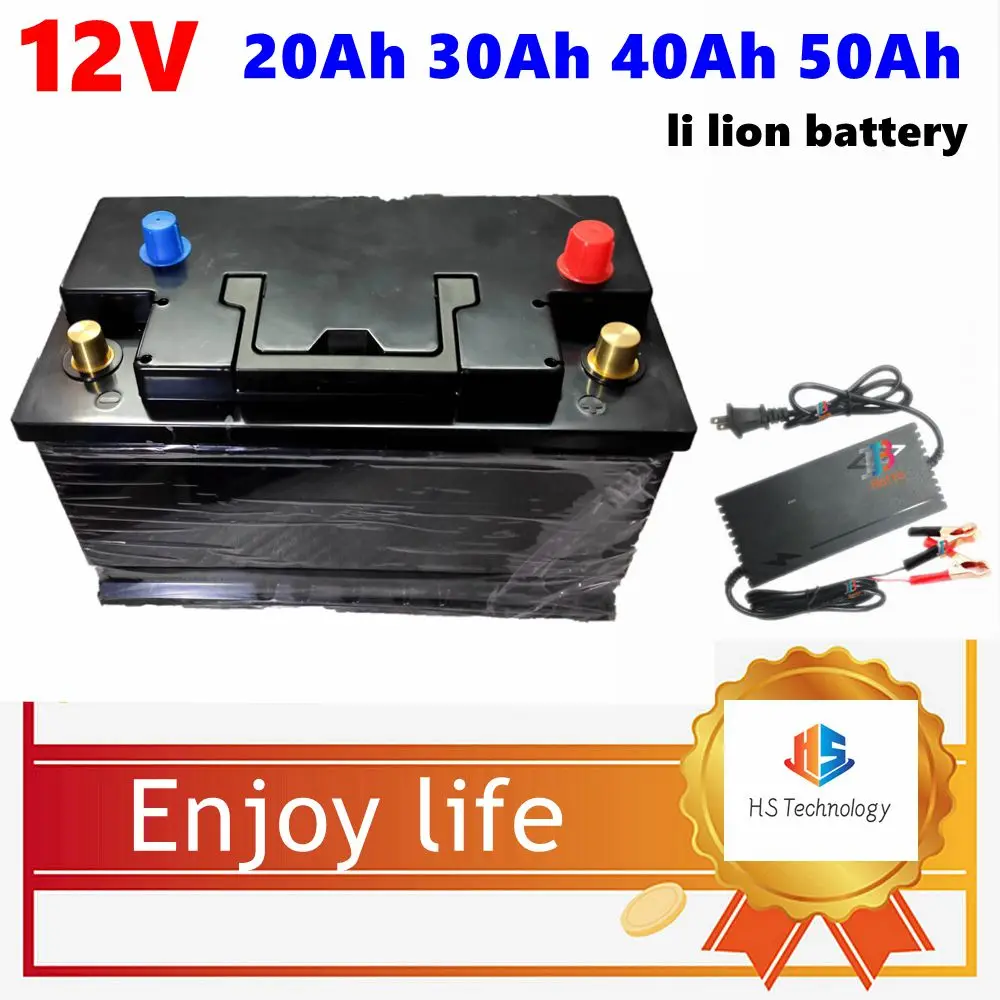 HS 12V 50Ah waterproof 12v 20Ah lithium ion 12V 40Ah 12v 30Ah li ion battery for golf trolly cart inverter scooter + 5A charger