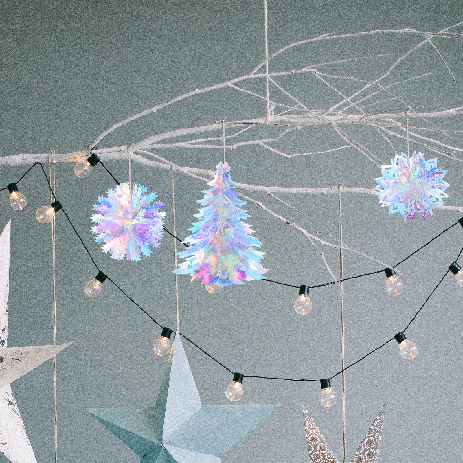 

3Pcs Iridescent Film Christmas Pendants Easy to Hang and Reuse for Party Decorations Christmas Pendants Xmas Adornments