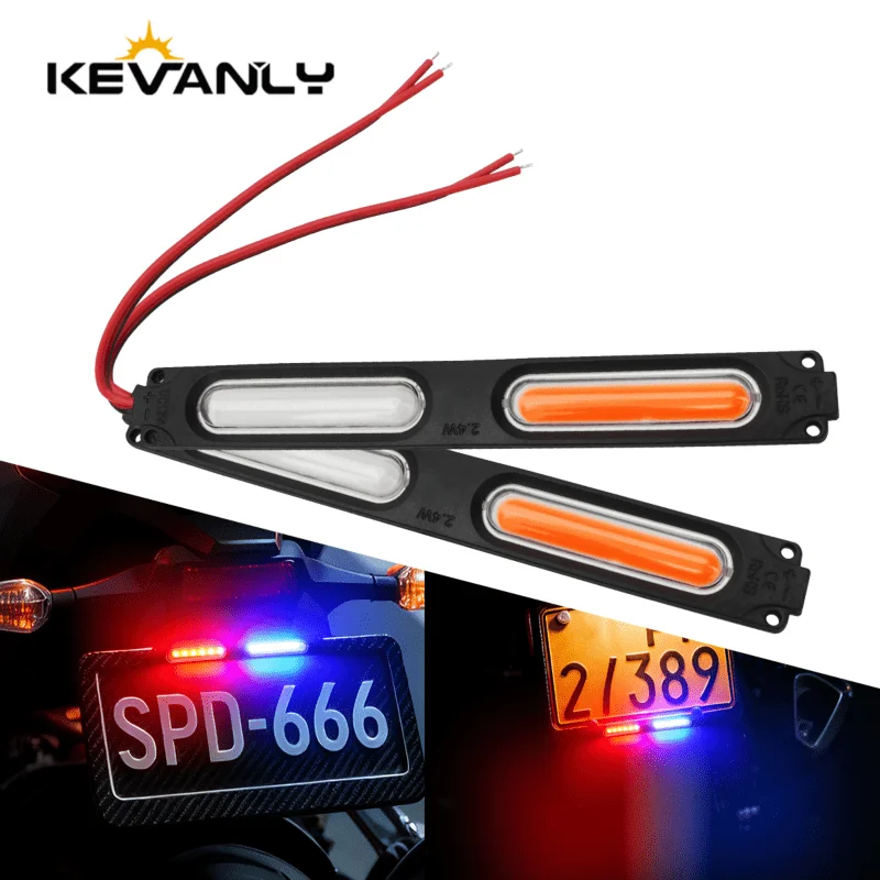 1/2/5PCS Motorcycle COB Install Dual Light LED Module Flash Red Blue Self-Adhesive Rear Taillight Signal Lights for Motorcycles