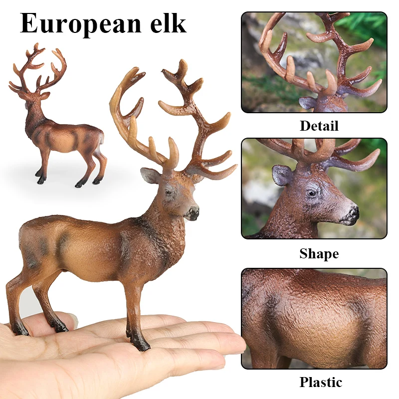 Oenux Wald Hirsch Tiere Simulation Wild White-Tailed Elch Action-figuren Elch Figuren Modell Dekoration Spielzeug Kinder Weihnachten Geschenk – Detail 9
