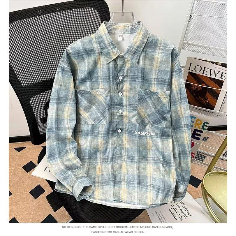 

Dopne Plaid Long Sve Men's irt Loose Workwear Sle Faionable Casual Outerwear Polyester Fiber Urban Sle irt