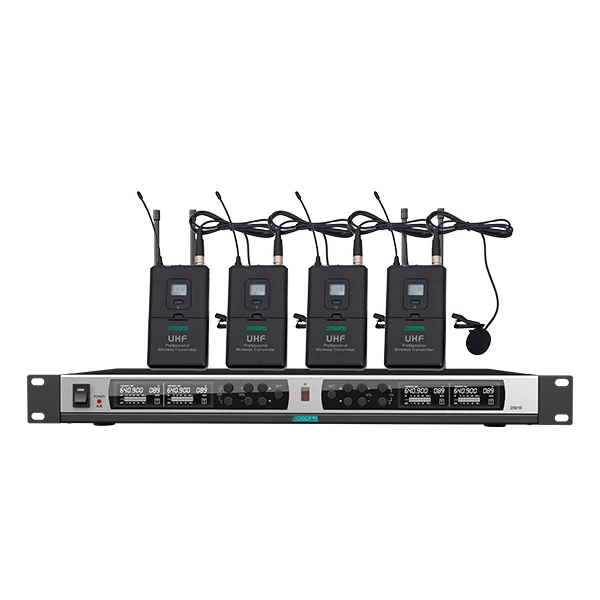 4 Channels UHF True Diversity Wireless Microphone  Conference System  Lavalier Mic Lapel Mic for Speaking Teaching Classroom