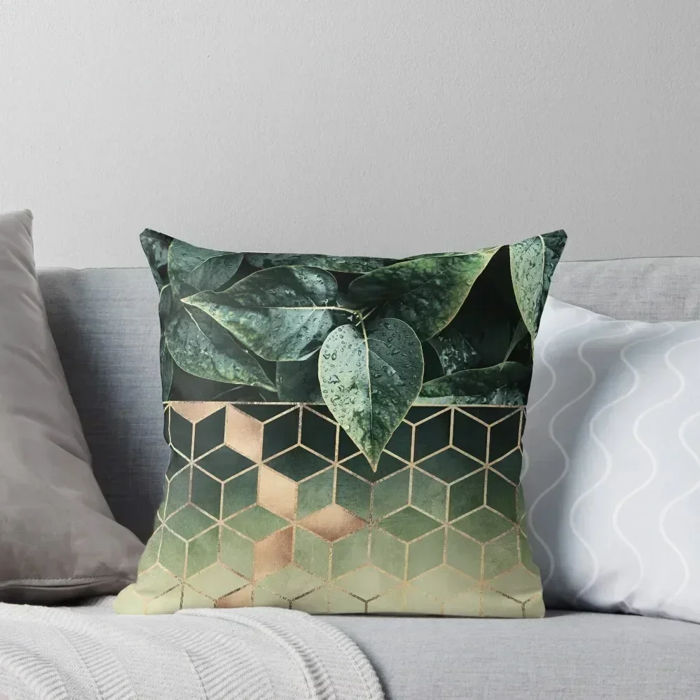 

Leaves And Cubes Throw Pillow Marble Cushion Cover Sofa Cushion Cover Pillowcases For Pillows Ornamental Pillow pillow