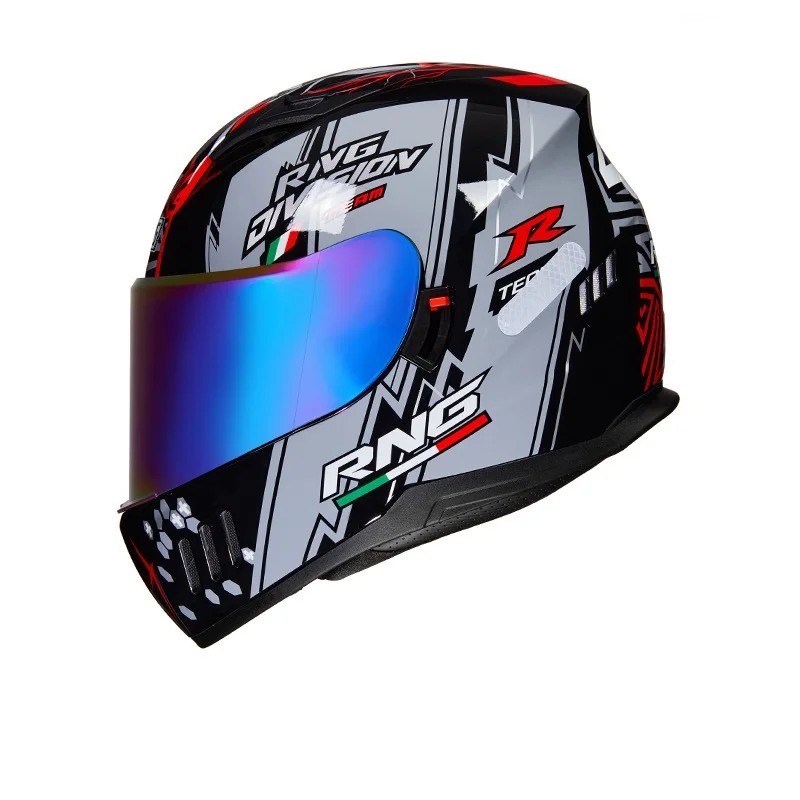 Capacete de moto integral com lentes coloridas, capacete antiqueda, segurança motorcross, moda, 4 estações