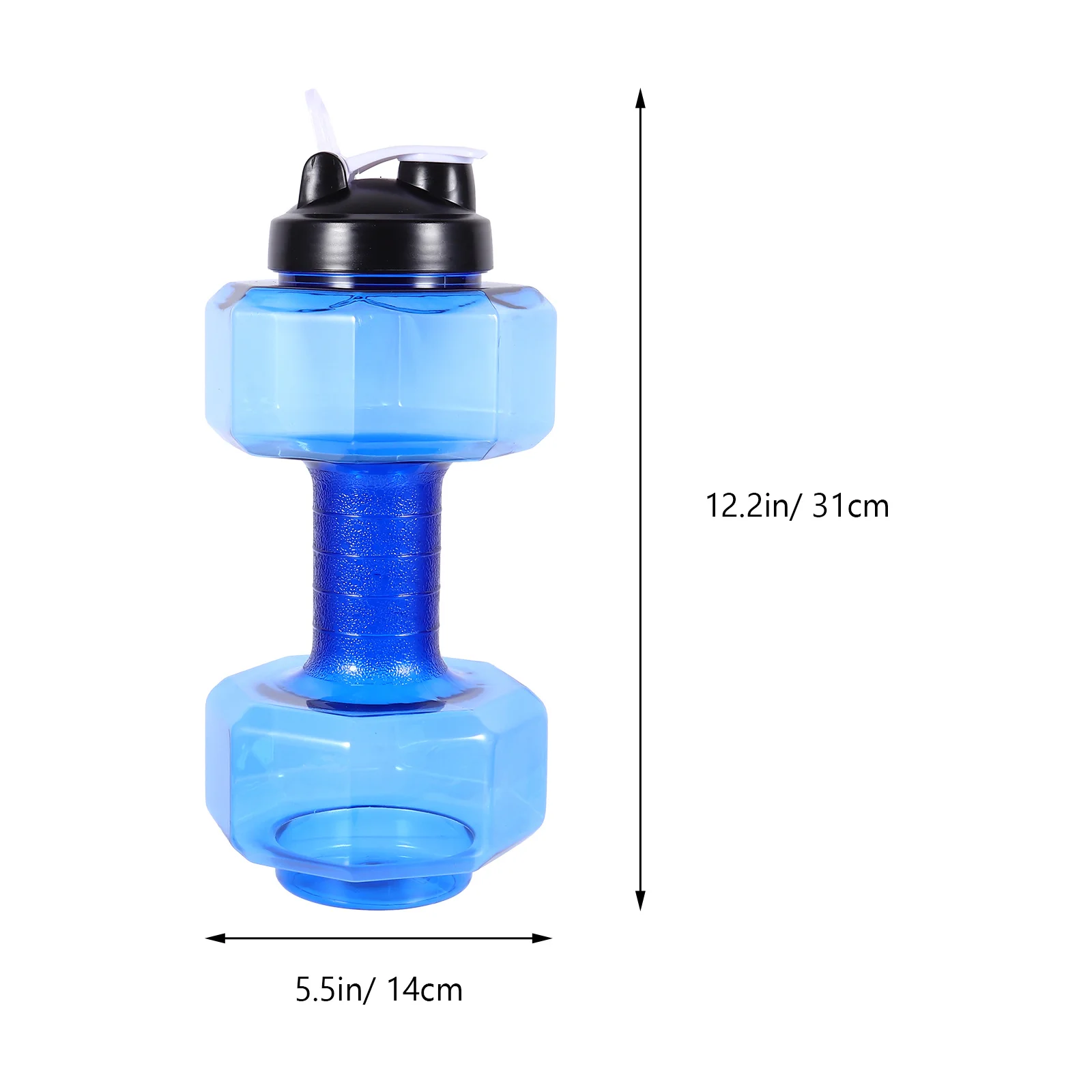 1 قطعة زجاجة مياه على شكل دمبل ذات سعة كبيرة زجاجة رياضية للياقة البدنية خفيفة الوزن للتمرين في صالة الألعاب الرياضية للاستخدام اليومي