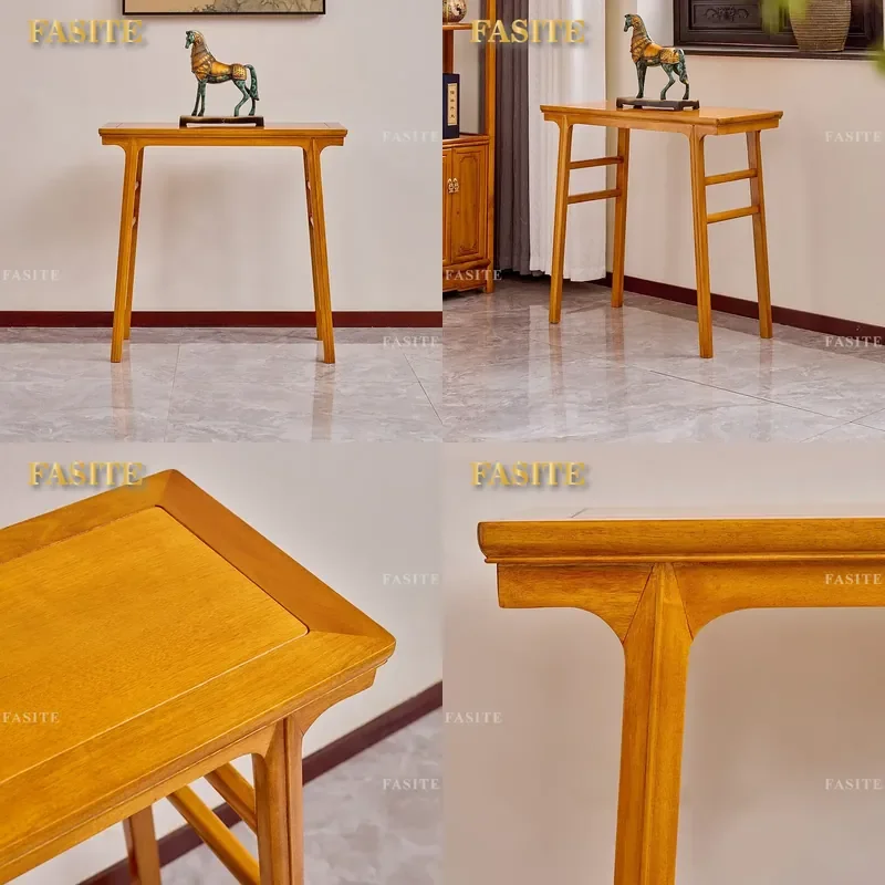 For Chinese Antique Style Solid Wood Nanmu Flat Head Case Big Leaf Gold Silk Entrance Table Household Zhongtang Furniture