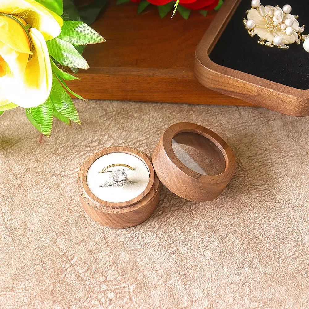 

High-quality Round Shape Ring Display Case Luxury Vintage Ring Storage Case Elegant Engagement Ring Case Valentine's Day