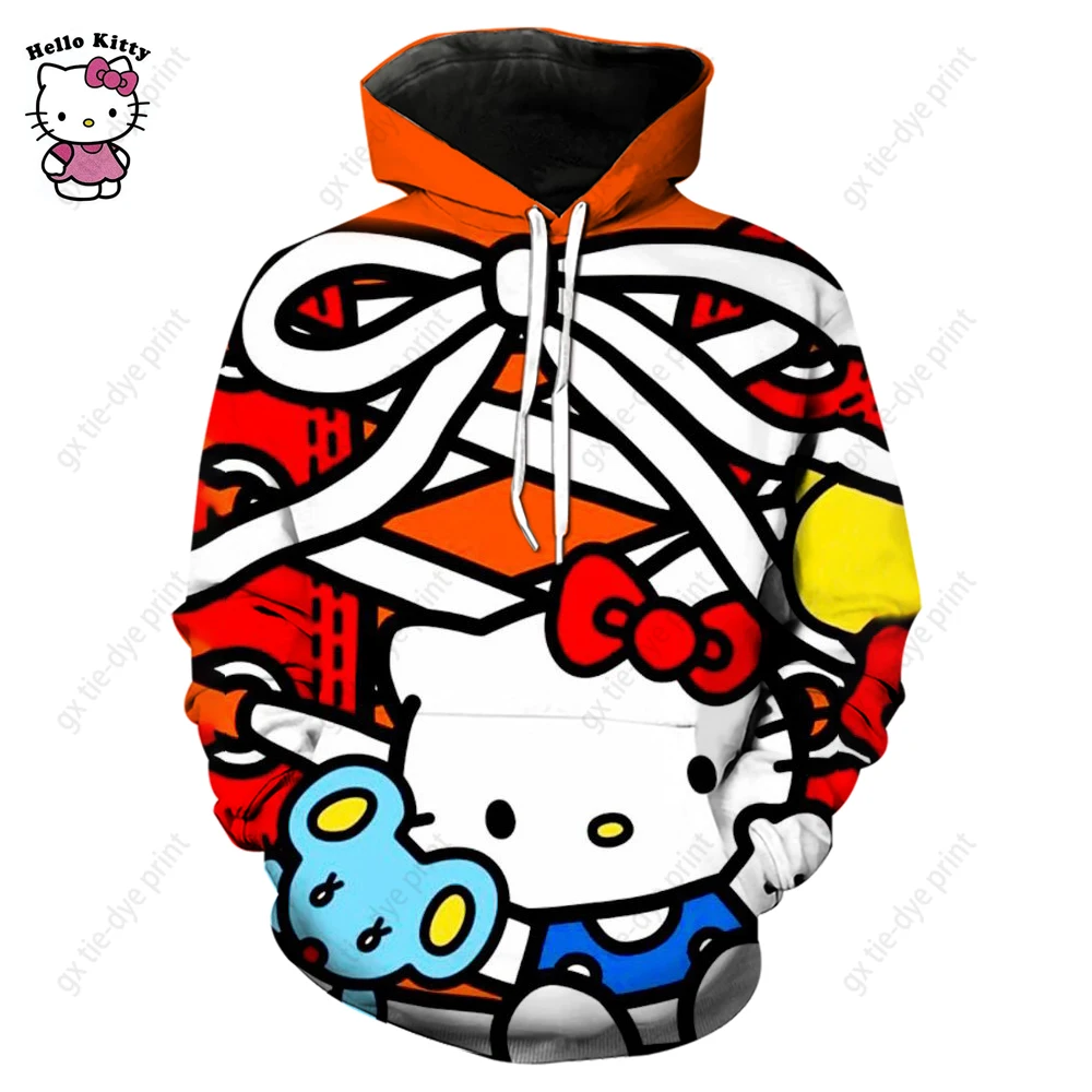 

2025 New Hello Kitty Autumn Christmas Cartoon Printed Hoodie Pullover Fashion Casual Cute Women's Clothing Girl Long Sleeved