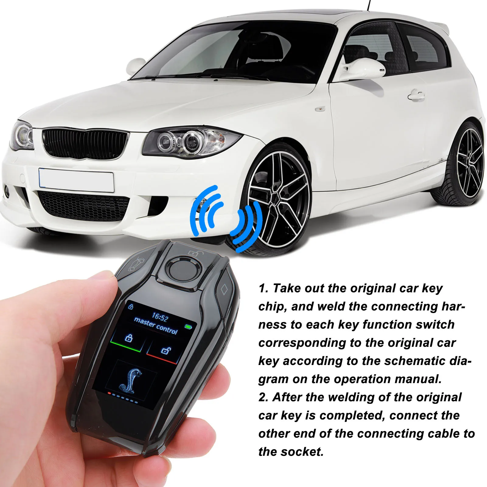 Smart Remote Car Key LCD Screen Anti Lost Automatic Lock Unlock Keyless Entry Auto Lock Key Fob for One Click Start Car