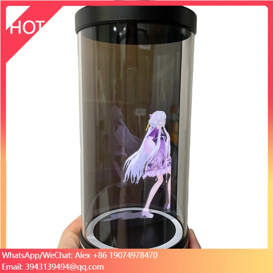 Custom 5.5 Inch Hologram Display Box Cylindrical 3D Holographic Projection Ai Interaction Ai Digital Person Anime Hologram Box