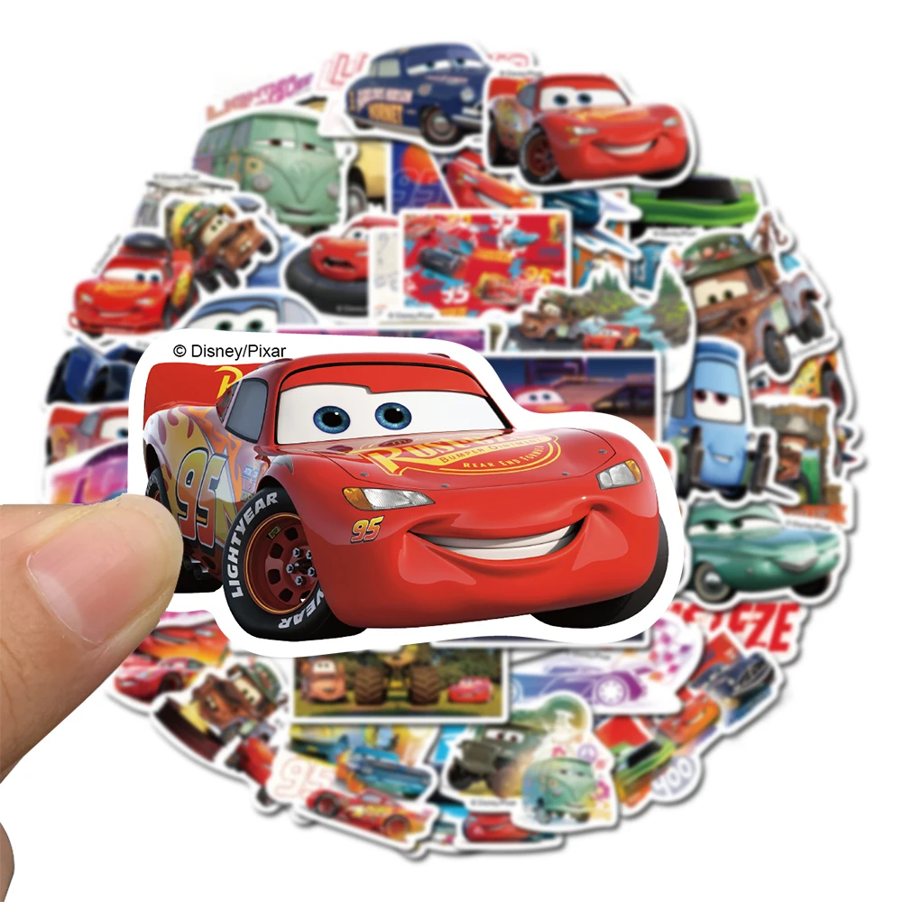 10/30/50pcs Disney Cartoon Cars Lightning McQueen Stickers DIY Stationery Fridge Motorcycle Luggage Waterproof Sticker Graffiti