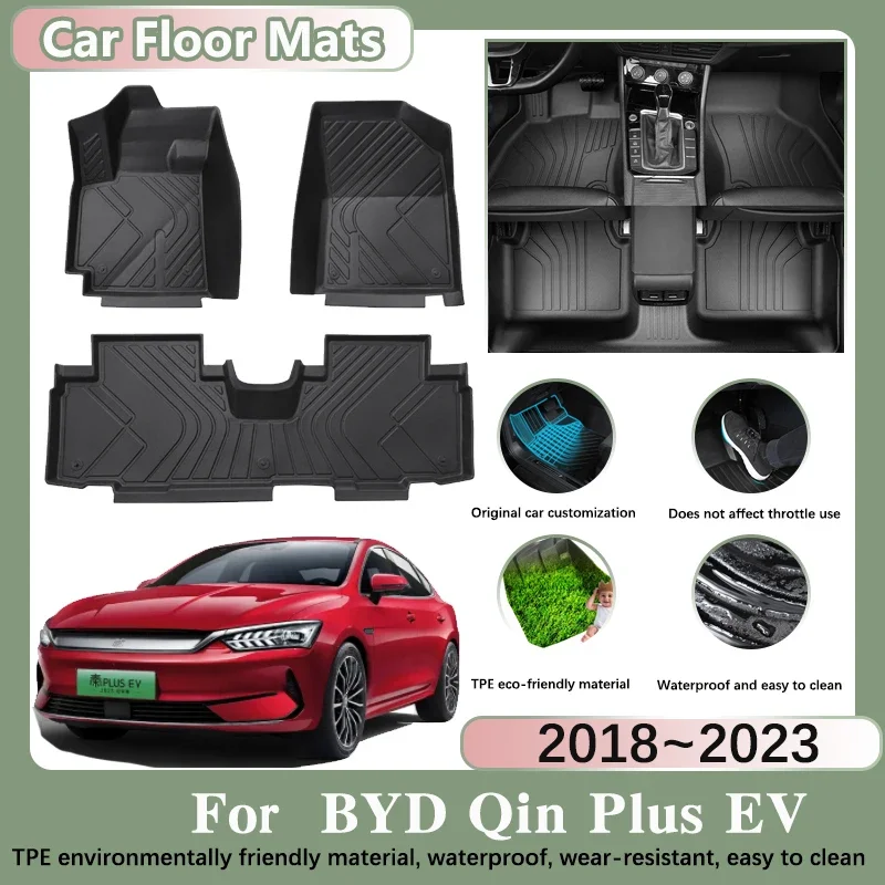 

LHD Car Floor Mat for BYD Qin Plus EV Accessories 2018~2023 Auto Anti-dirty Foot Waterproof Pad Custom Liner Mat Car Accessories