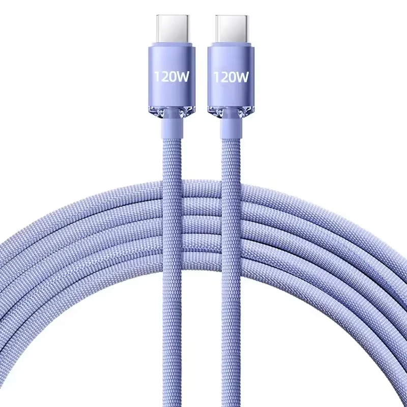 

120W 6A 1m/1.5m/2m Type C to Type C Game Fast Charging Braided Data Cable Gaming Accessories for Samsung iPhone Huawei Millet