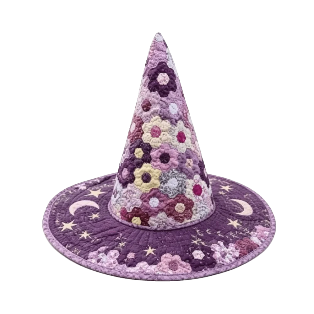 Wide Brim Halloween Witch Hat Cosplay Quilting Process Pointed Wizard Hat Flower Reindeer Party Hat Festival