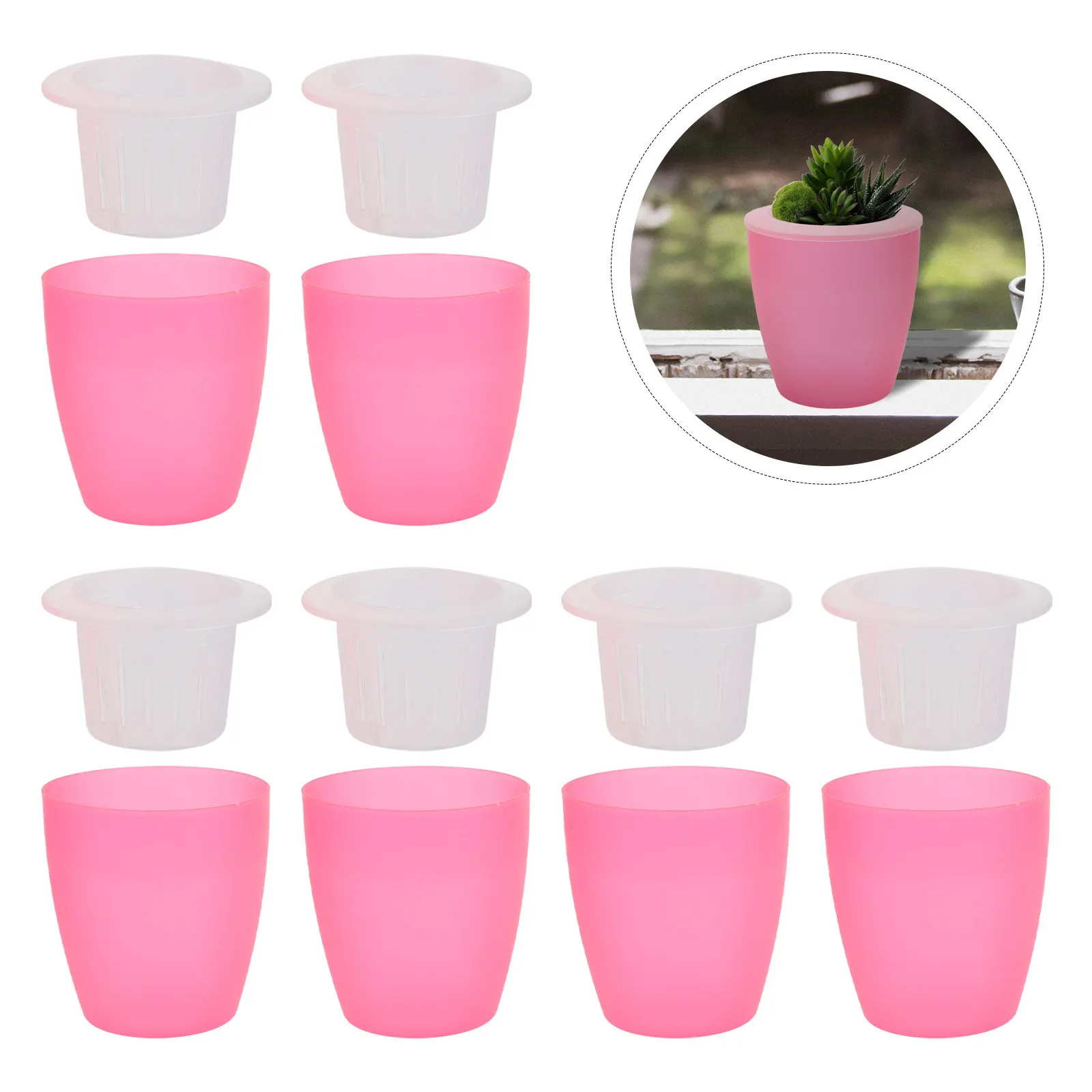 

6Pcs Lazy Plant Pot Automatic Watering Planter Lightweight Flowerpot for Succulents Perennials Plants Holder Hydroponic Flower