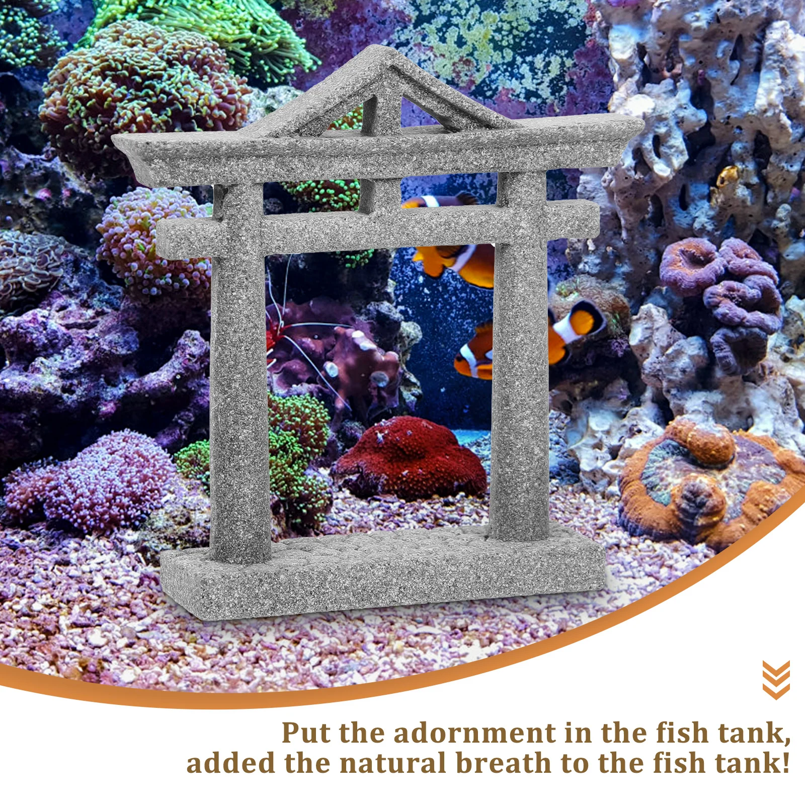 

Simulated Ornaments Mini Stone Japanese Gate Model for Fish Tank Aquarium Decors Garden Micro Landscape Zen Style Craft