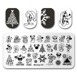 Stamp Plate MouTeen-178 Big Christmas Disney Nail Stamping Plates Set Manicure per Nail Art Stamper