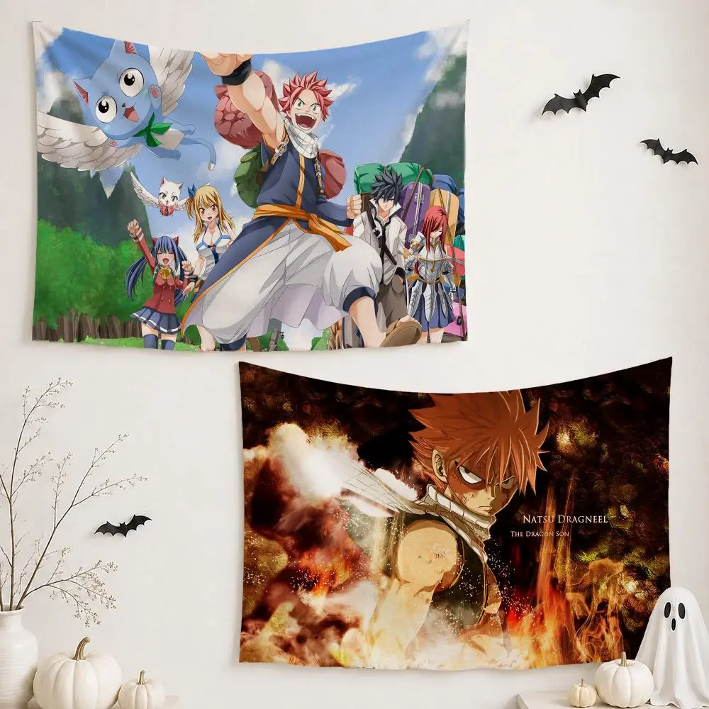 Anime F-Fairy Tail Tapestry Custom Living Bedroom Party Dormitory interior Wall bohemian Decoration Attached clip