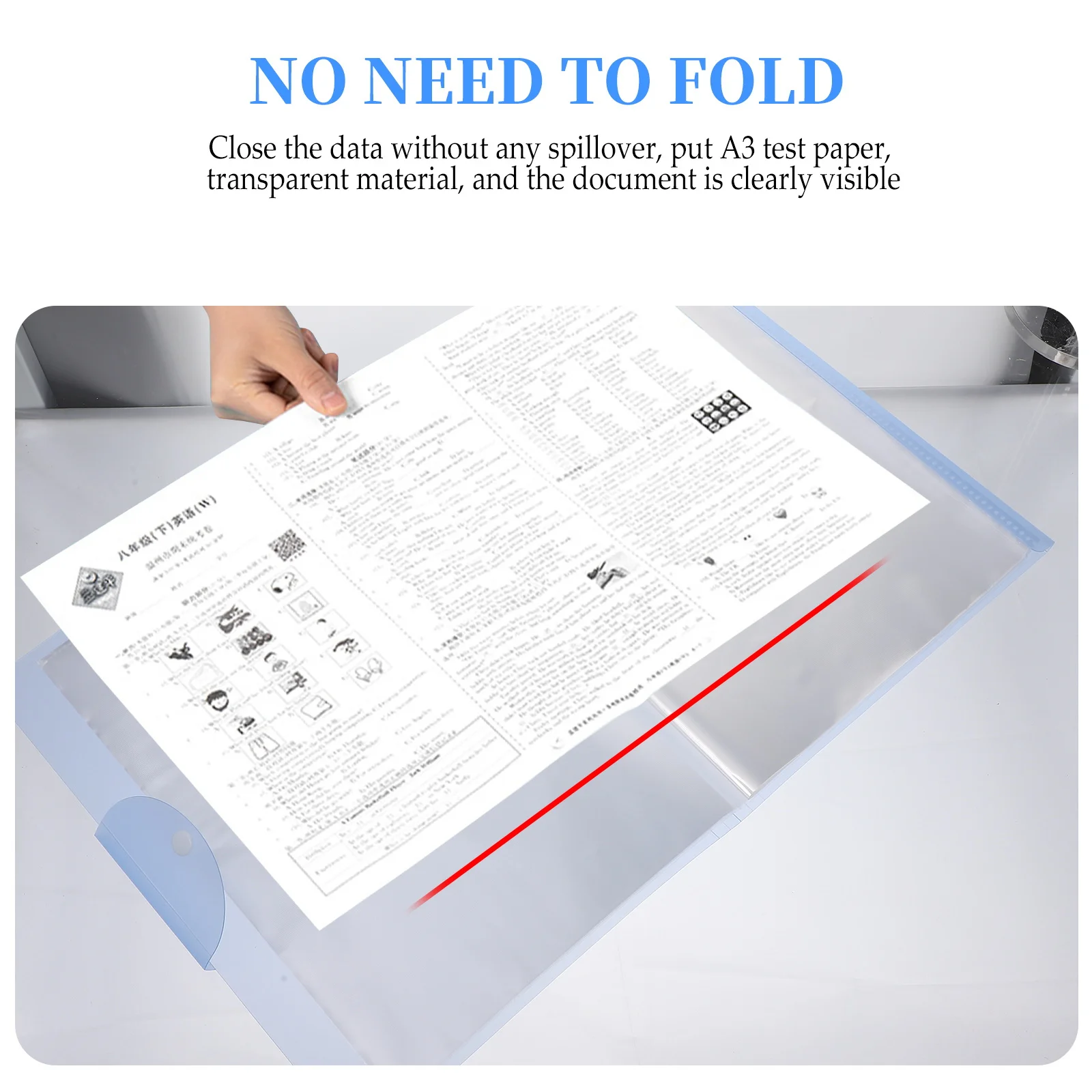 

1pc A3 Test Paper Storage Bag Plastic File Folder For School Student Supply Document Organizer 40 Pockets Portable Paperwork