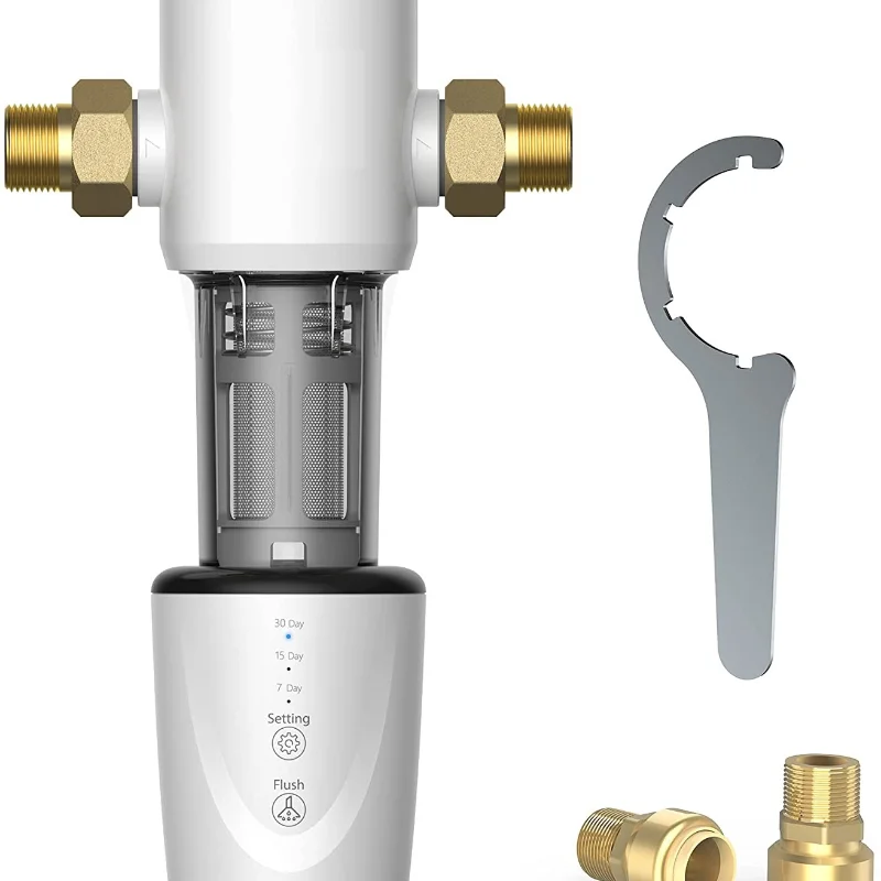 Spin Down Sediment Water Filter, 40 Micron Auto Flushing Reusable Whole House Pre-Filtration System