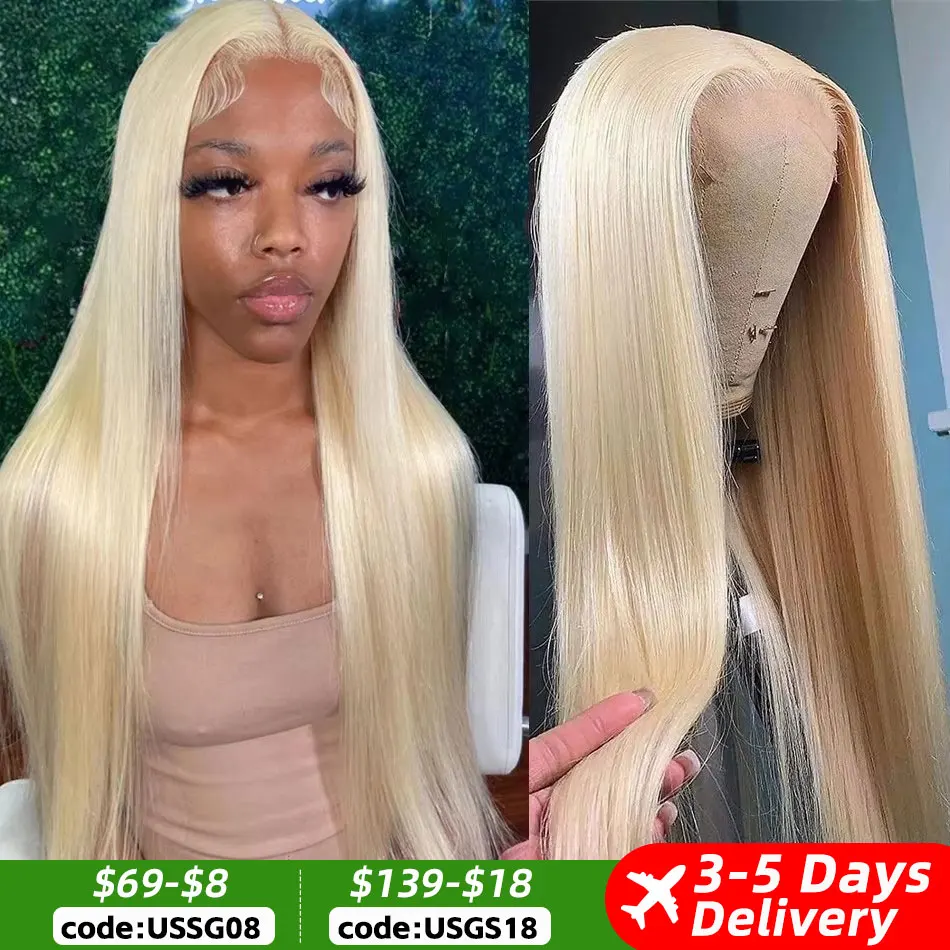 Blonde 613 13x6 Lace Frontal Wigs HD 613 Lace Front Human Hair Wigs For Women Pre pucked Straight Human Hair Wigs Can Be Dyed