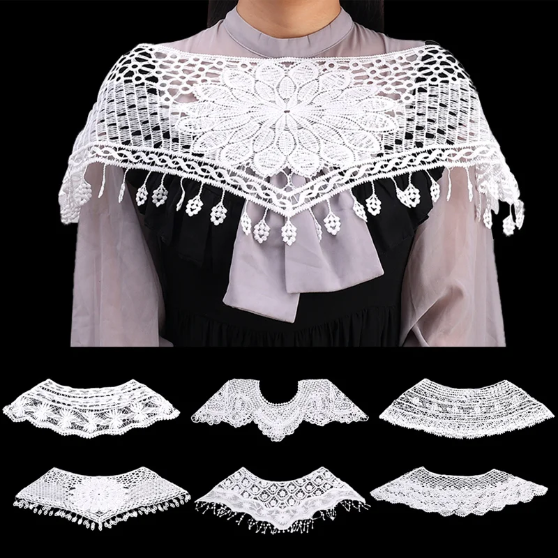 Fashion Tassel Lace Scarf Women Creative Hollow Out False Collar Shawl Spring Summer Elegant Ladies Poncho Foulard Wraps Femme