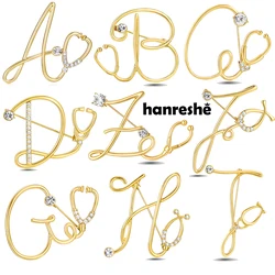 Hanreshe A-J Initials Brooches Medical Stethoscope Crystal Lapel Pins Jewelry for Doctor Nurse Badges Accessories Gifts