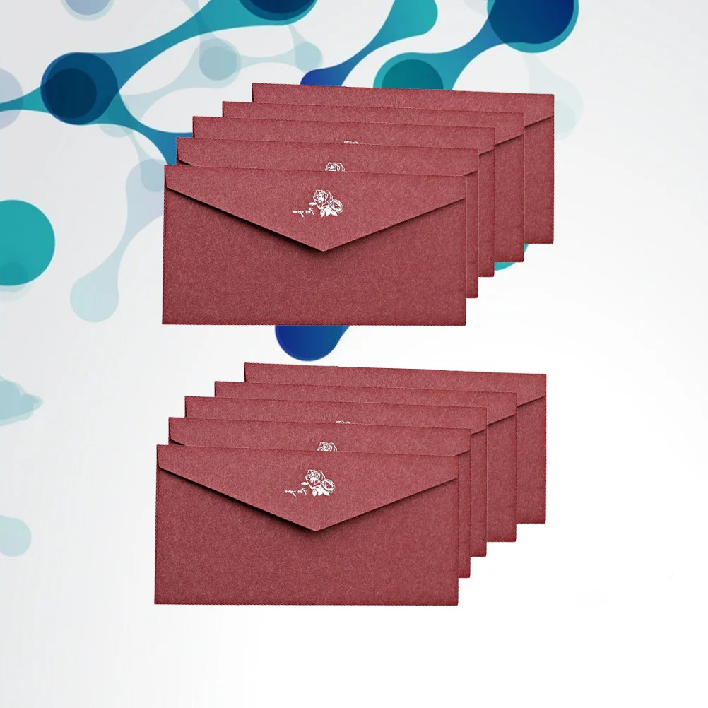 

10Pcs Retro Kraft Paper Envelope Wedding Anniversary Engagement Classic Gilding Design Invitation Blank Envelope for Letters