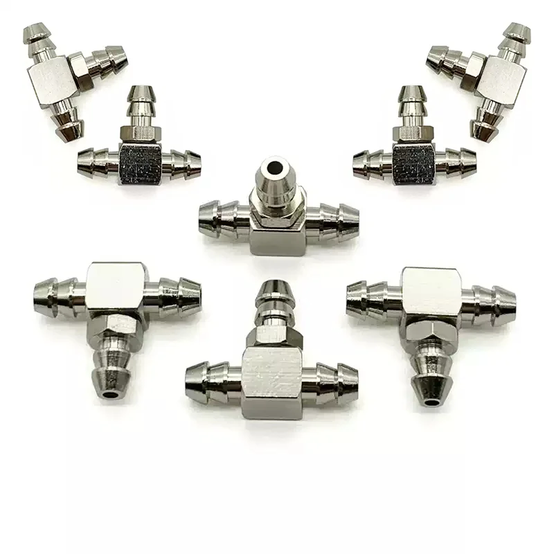 Pneumatic micro-industrial tee connectors pipe joints of 4mm 6mm for machine equipment accessorie or air pump hosespagoda joints