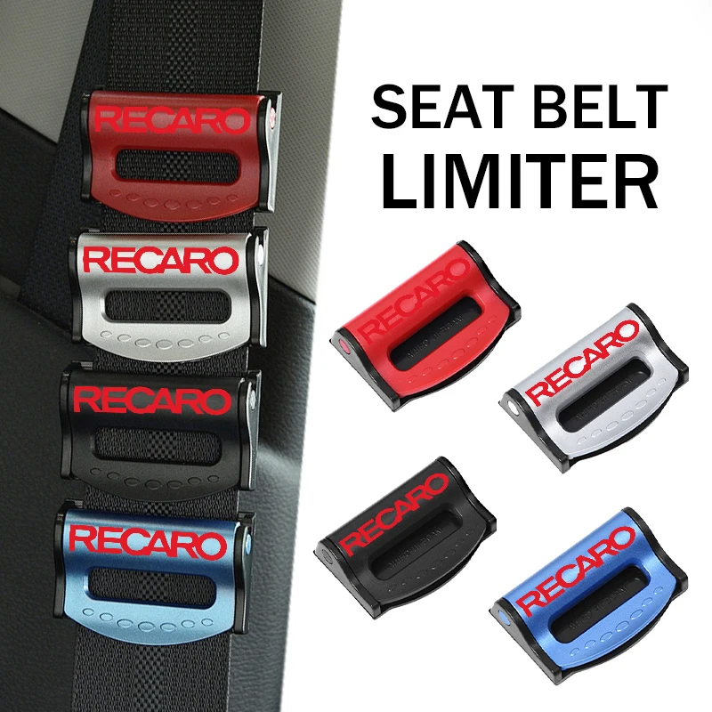Adjustable Car Logo Safety Belt Stopper Buckle Clip Seat Belt Fixing Limiter Clips Auto Interior Accessories For Recaro view 4