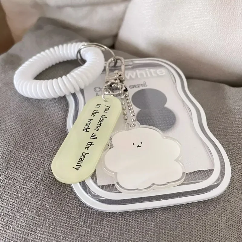 Creative Design Kpop Photocard Holder Transparent Card Holder Keychain Photo Sleeves Bus Card Student Card Case Photo Protector